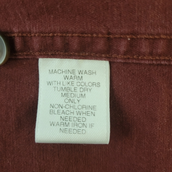 Roundtree & Yorke men's button down long sleeve shirt size Large Burgundy - Picture 8 of 9